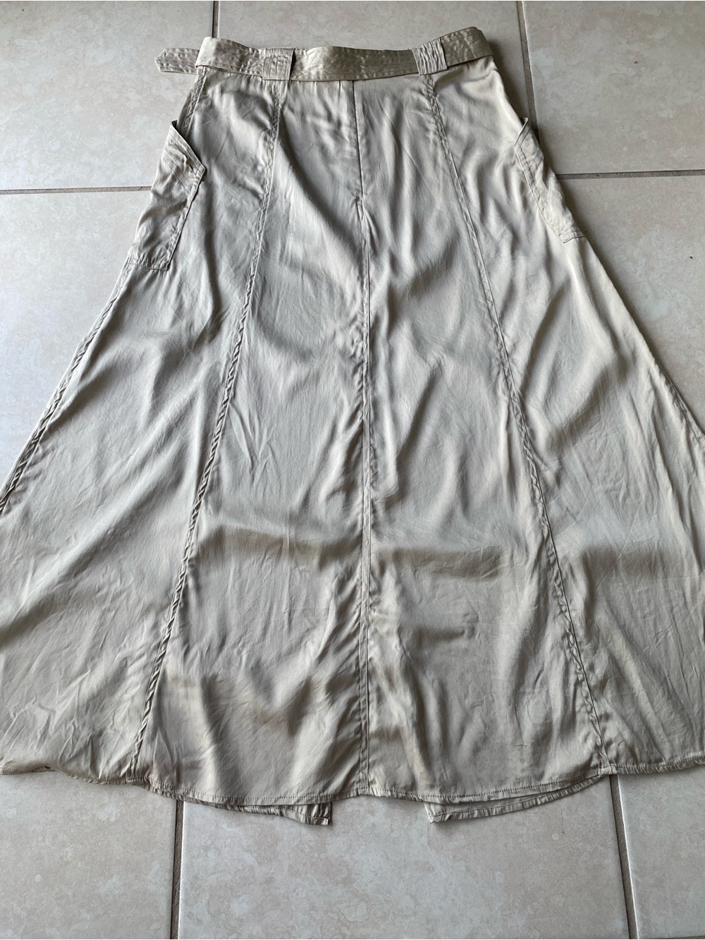 Vintage Fall Y2K Silk Utility Maxi Skirt - Picture 7 of 11